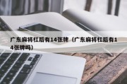 广东麻将杠后有14张牌（广东麻将杠后有14张牌吗）