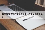 麻将搞笑名字广东话怎么说（广东话麻将用语）