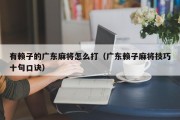 有赖子的广东麻将怎么打（广东赖子麻将技巧十句口诀）