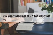 广东麻将打法最精彩视频（广东麻将的打法教学）