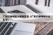 广东打麻将起火视频真实（广东打麻将叫什么名字）