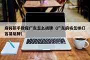 麻将新手教程广东怎么胡牌（广东麻将怎样打容易胡牌）