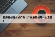 打麻将胡牌公式广东（广东麻将胡是什么意思）