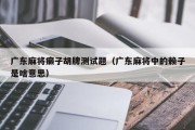 广东麻将癞子胡牌测试题（广东麻将中的赖子是啥意思）