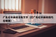 广东红中麻将没有万字（打广东红中麻将技巧在哪里）